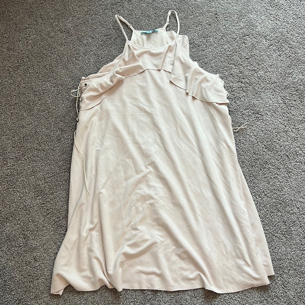 She + Sky Cream Dress with Side Tie Details - Size Medium